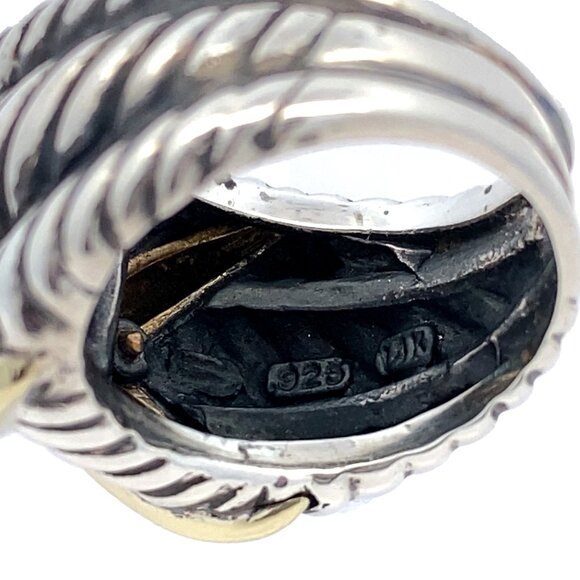 Sterling Silver/14ky David Yurman X Collection Wide Triple Row Dome Ring - Picture 4 of 4